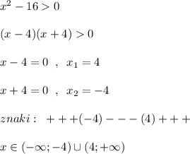 Решить неравенство х^2-16>0