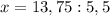 Розв'яжи рівняння: 1,2x+4,3x+1,25=15.