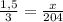 \frac{1,5}{3} =\frac{x}{204}