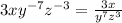 3xy^{-7}z^{-3}=\frac{3x}{y^7z^3}