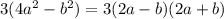 3(4 {a}^{2} - {b}^{2} ) = 3(2a - b)(2a + b)