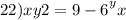 22 {)xy2 = 9 - 6}^yx \\ 