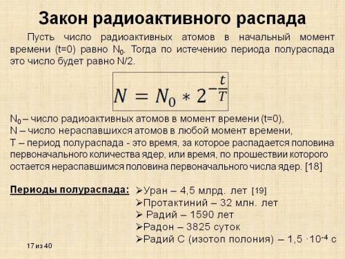  Записать закон радиоактивного распада. Указать, что обозначают все буквы в этом законе 