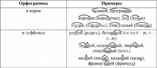  Составьте таблицу «Правописание согласных в корнях и суффиксах слов». Обозначьте в словах условия в