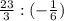 \frac{23}{3} : (-\frac{1}{6} )