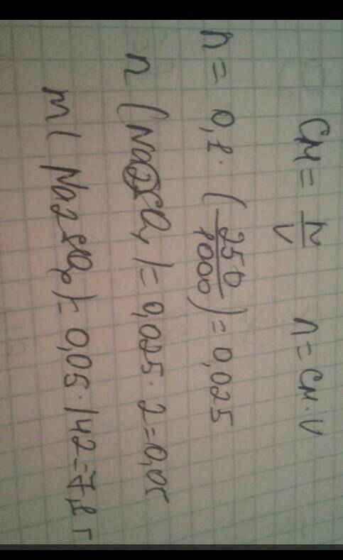 Рассчитайте необходимую массу сульфата натрия, для приготовления 0.1Н раствора, объемом 250 мл ПОДР