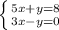 \left \{ {{5x+y=8} \atop {3x-y=0}} \right.