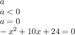 a\\a<0\\a=0\\-x^2+10x+24=0