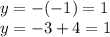 y=-(-1)=1\\y=-3+4=1