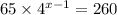 65 \times 4 {}^{x - 1} = 260