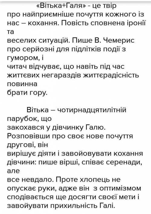 Словесний портрет Вітьки із повісті 