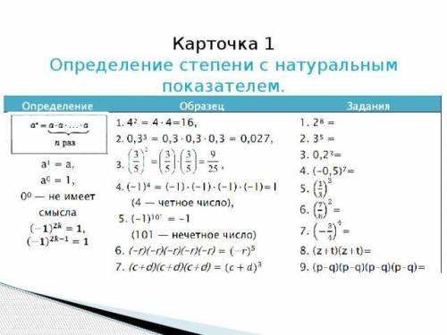  Придумайте задачу на степени числа с натуральным показателем 