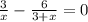 \frac{3}{x} -\frac{6}{3+x} =0