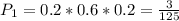 P_{1}=0.2*0.6*0.2=\frac{3}{125}