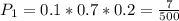 P_{1}=0.1*0.7*0.2=\frac{7}{500}