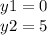 y1=0\\y2=5