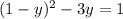 (1-y)^{2} - 3y=1