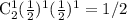 $$ C_2^1(\frac12)^1(\frac12)^1=1/2$$