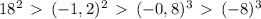 18^2\, \, (-1,2)^2\, \, (-0,8)^3\, \, (-8)^3