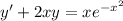 y'+2xy=xe^{-x^{2} }