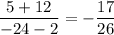 \dfrac{5+12}{-24-2}=-\dfrac{17}{26}