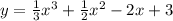 y=\frac{1}{3}x^{3}+\frac{1}{2}x^{2}-2x+3