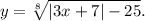 y=\sqrt[8]{|3x+7|-25}.\\