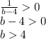 \frac{1}{b-4} 0\\b-40\\b4