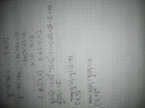 Обчисліть найбільше значення функції y=-x^3+3x^2-5 на проміжку {-3;0}