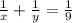 \frac{1}{x} +\frac{1}{y} = \frac{1}{9}