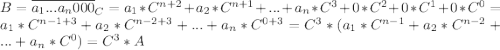 B=\overline{a_1...a_n000}_C=a_1*C^{n+2}+a_2*C^{n+1}+...+a_n*C^{3}+0*C^2+0*C^1+0*C^0=a_1*C^{n-1+3}+a_2*C^{n-2+3}+...+a_n*C^{0+3}=C^3*(a_1*C^{n-1}+a_2*C^{n-2}+...+a_n*C^{0})=C^3*A