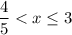 \dfrac{4}{5} < x \leq 3