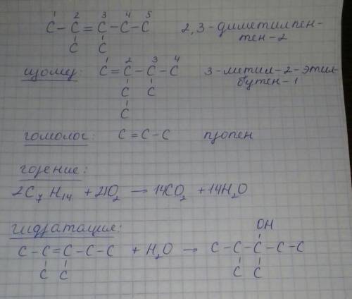 Составьте структурную формулу разветвленного алкена, молекула которого содержит 7 атомов углерода, -