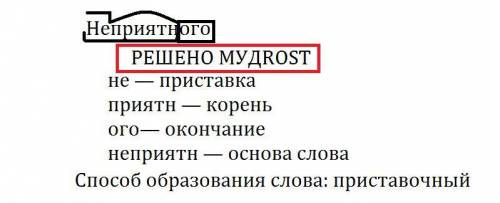 Укажите образования слова неприятного , Сделайте его морфемный разбор