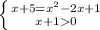 \left \{ {{x+5=x^{2}-2x+1 } \atop {x+10 }} \right.