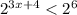 2^{3x+4}<2^{6}