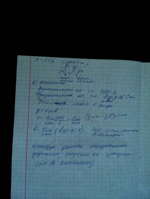 Исследовать функцию методами дифференциального исчисления и построить ее график. (Прикреплен пример)