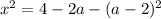 x^{2} = 4 - 2a - (a - 2)^{2}