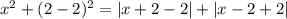 x^{2} + (2 - 2)^{2} = |x + 2 - 2| + |x - 2 + 2|