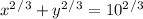 x^{2}^/^{3} +y^{2}^/^{3} = 10^{2}^/^{3}