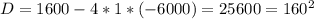 D=1600-4*1*(-6000)=25600=160^2