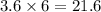 3.6\times6=21.6