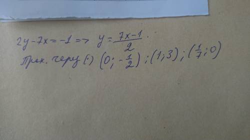 2y-7x=-1 указать точку, через которую проходит прямая