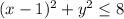 (x-1)^2+y^2\leq 8