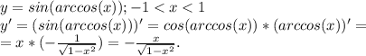 y=sin(arccos(x)) ;-1