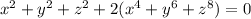 x^2+y^2+z^2+2(x^4+y^6+z^8)=0