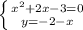 \left \{ {{x^2+2x-3=0} \atop {y=-2-x}} \right.