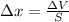 \Delta x=\frac{\Delta V}{S}