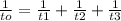 \frac{1}{to} = \frac{1}{t1} + \frac{1}{t2} + \frac{1}{t3}