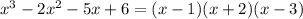 x^3-2x^2-5x+6=(x-1)(x+2)(x-3)